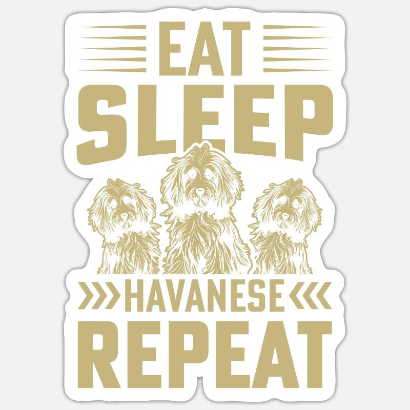 Manger Dormir Havanais Répéter - Sticker taille S (10 x 10 cm) - blanc mat