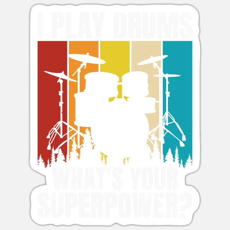 Drums Drummer Drummer - Sticker size S (10 x 10 cm) - white matte