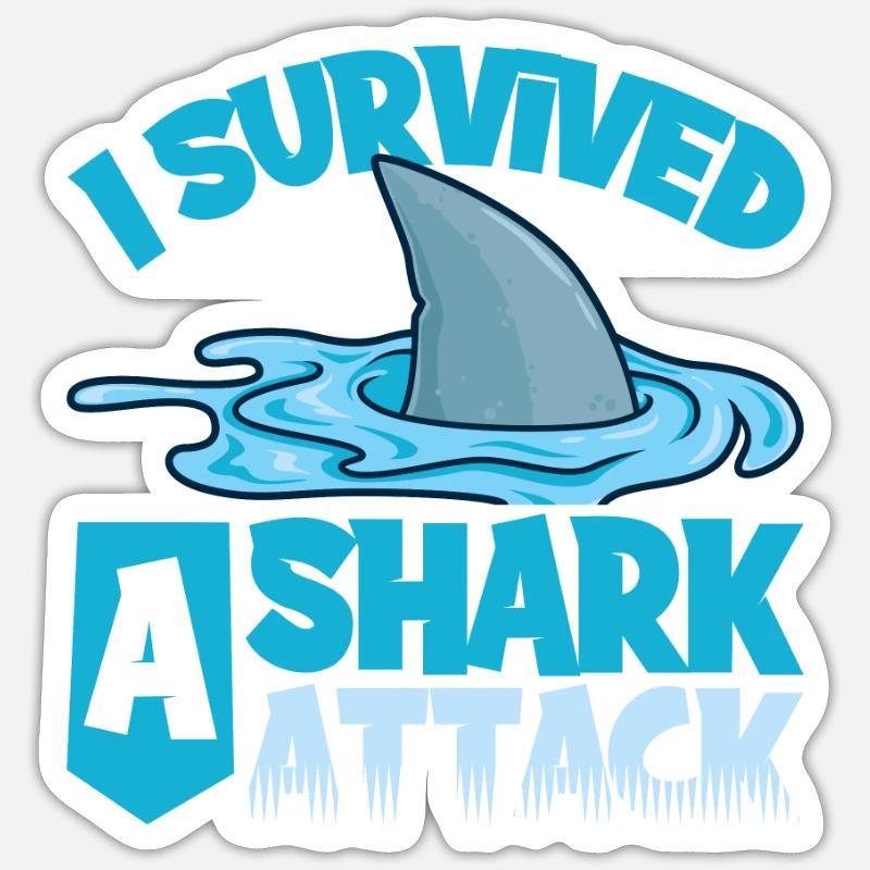 Attaque de requin - Sticker taille S (10 x 10 cm) - blanc mat