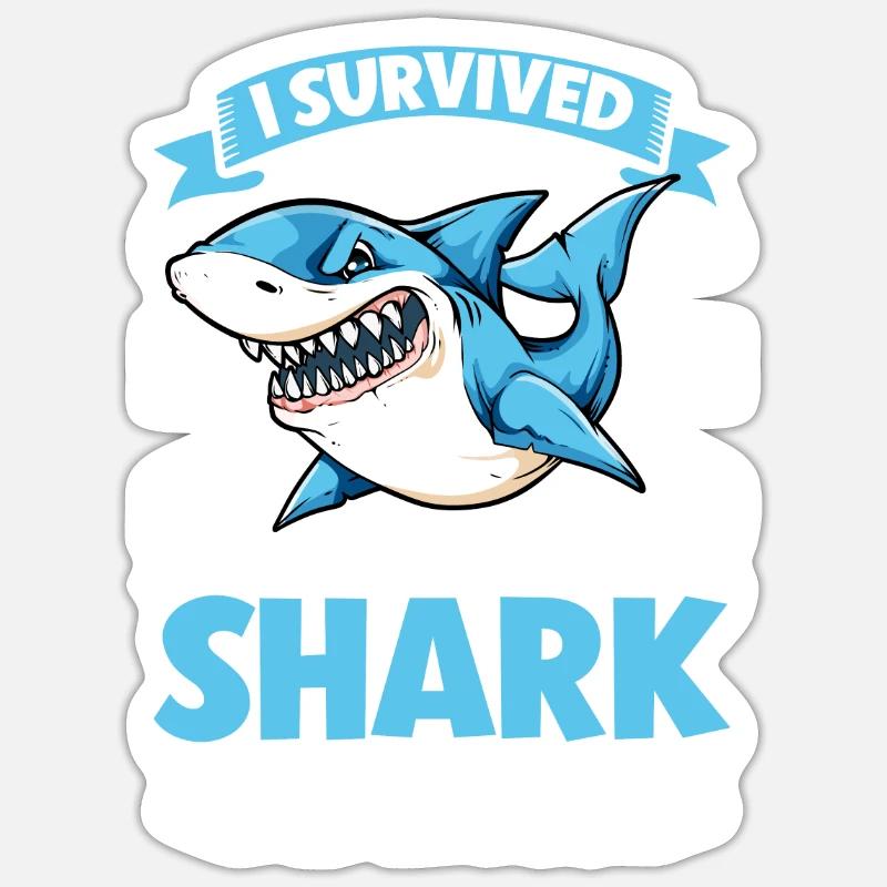 Attaque de requin - Sticker taille S (10 x 10 cm) - blanc mat