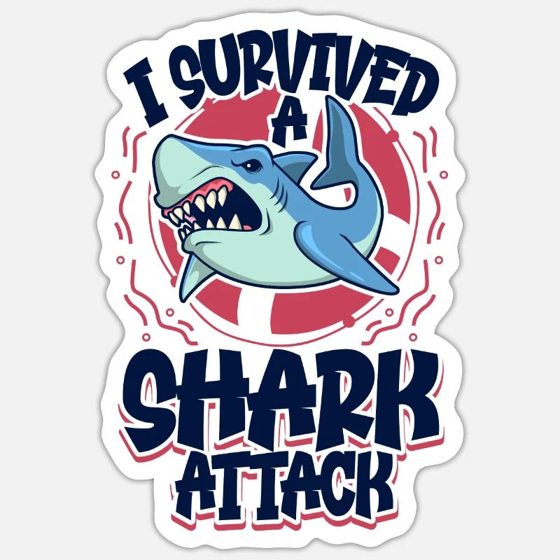 Attaque de requin Sticker taille S (10 x 10 cm)