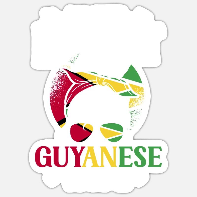 Guyana Flag Guyanais Guyanais - Sticker taille S (10 x 10 cm) - blanc mat