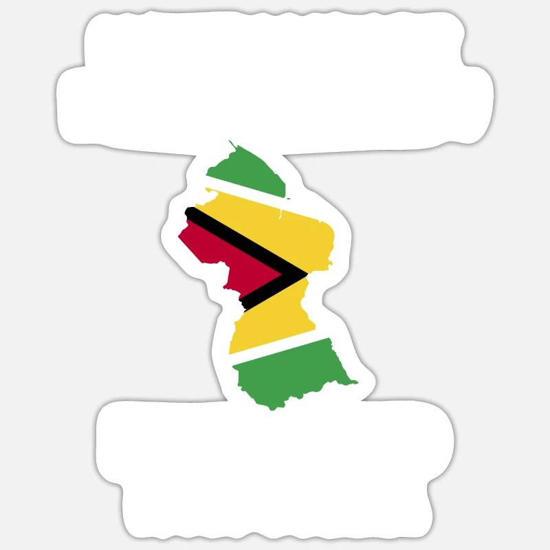 Guyana Flag Guyanais Guyanais - Sticker taille S (10 x 10 cm) - blanc mat