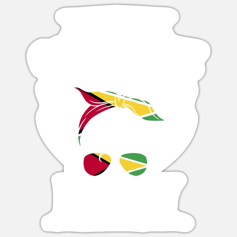 Guyana Flag Guyanais Guyanais - Sticker taille S (10 x 10 cm) - blanc mat