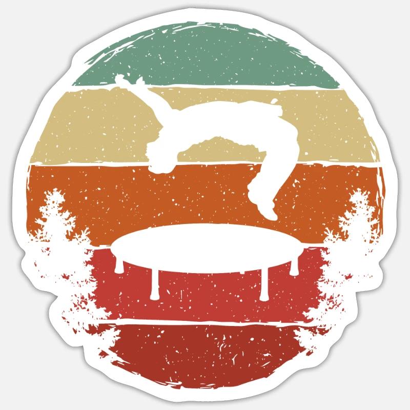 Trampoline Rétro Backflip - Sticker taille S (10 x 10 cm) - blanc mat