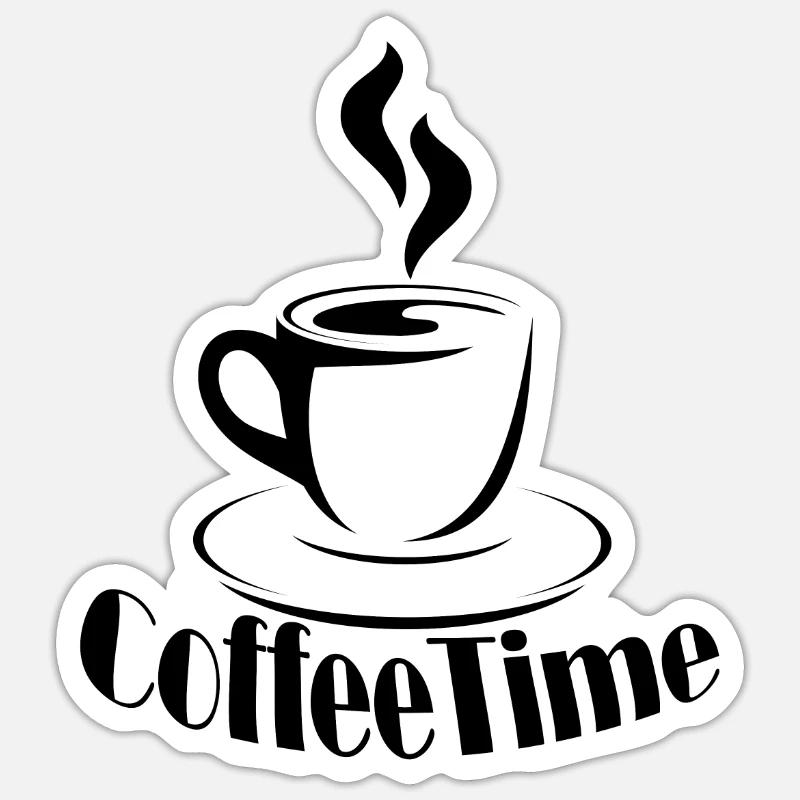 L’heure du café - Sticker taille S (10 x 10 cm) - blanc mat