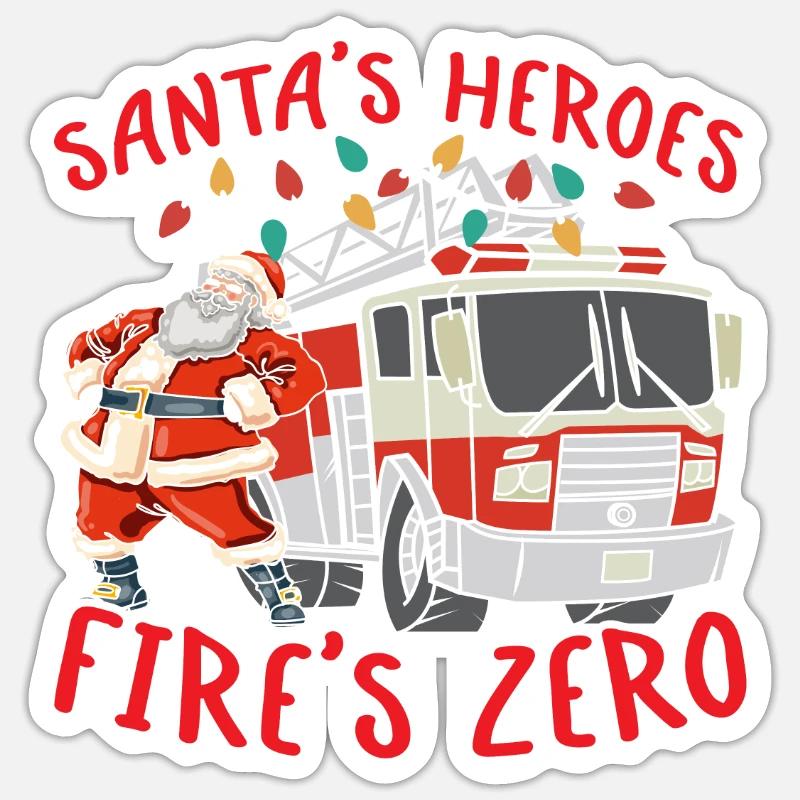 Santa's Heroes Feuerwehr Null Brandbekämpfung Weih Sticker Größe S (10 x 10 cm)