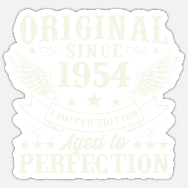 Vintage 1954 Geburtstagsgeschenk - Sticker Größe S (10 x 10 cm) - Mattweiß