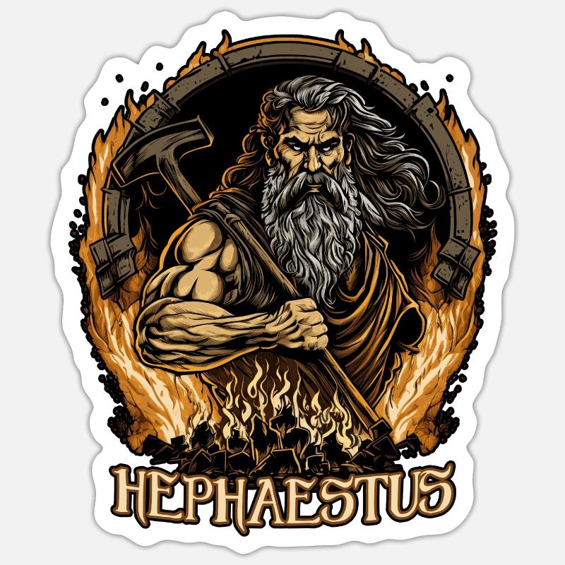 Ancient Greece Deity Greek Mythology Hephaestus - Sticker Größe S (10 x 10 cm) - Mattweiß