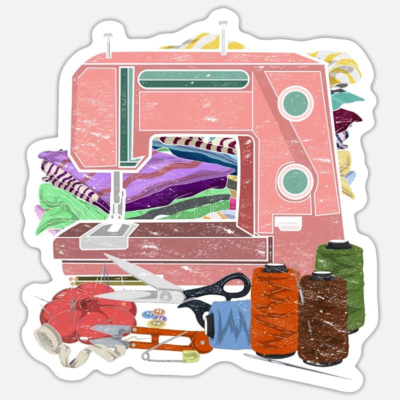 Machine à coudre rétro Sticker taille S (10 x 10 cm)
