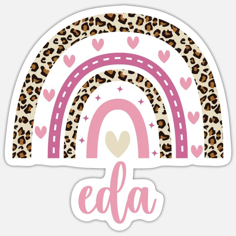Eda Regenbogen Name Geburtstag Eda - Sticker Größe S (10 x 10 cm) - Mattweiß