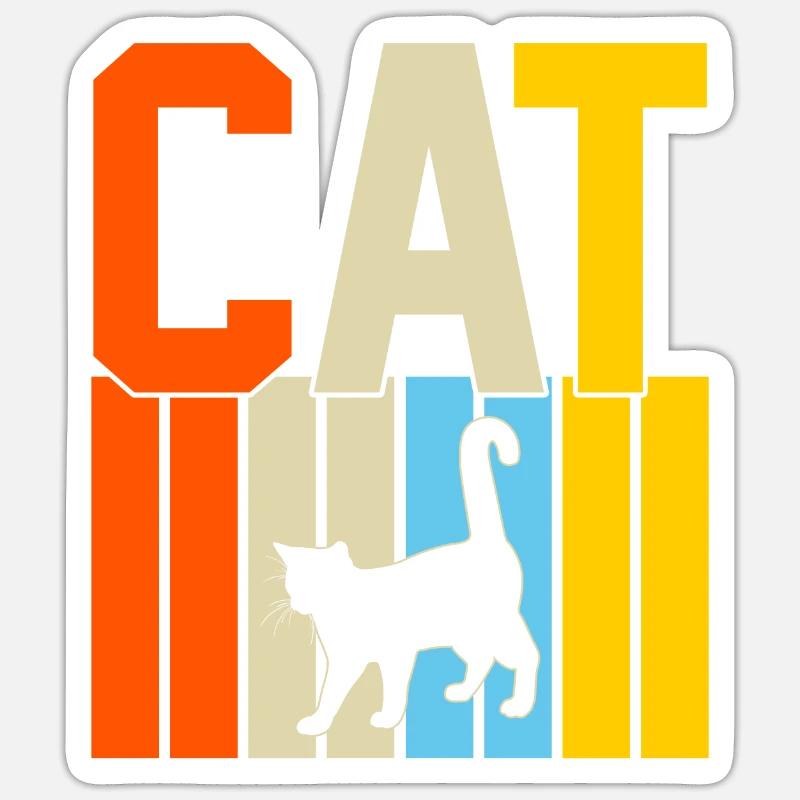 Katze Retro-Design Katze Geschenk - Sticker Größe S (10 x 10 cm) - Mattweiß