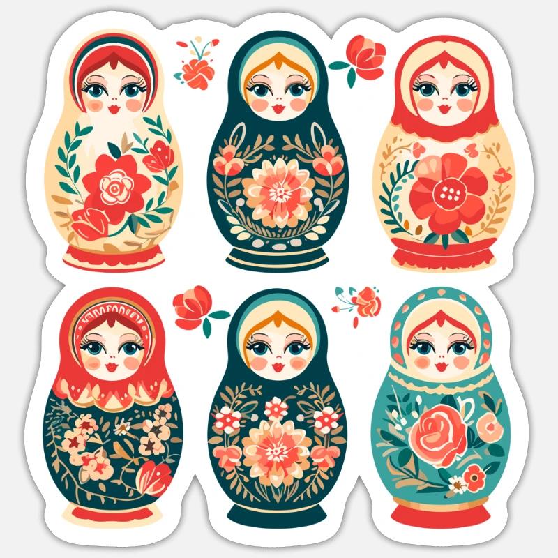 Russian nesting doll - Sticker size S (10 x 10 cm) - white matte