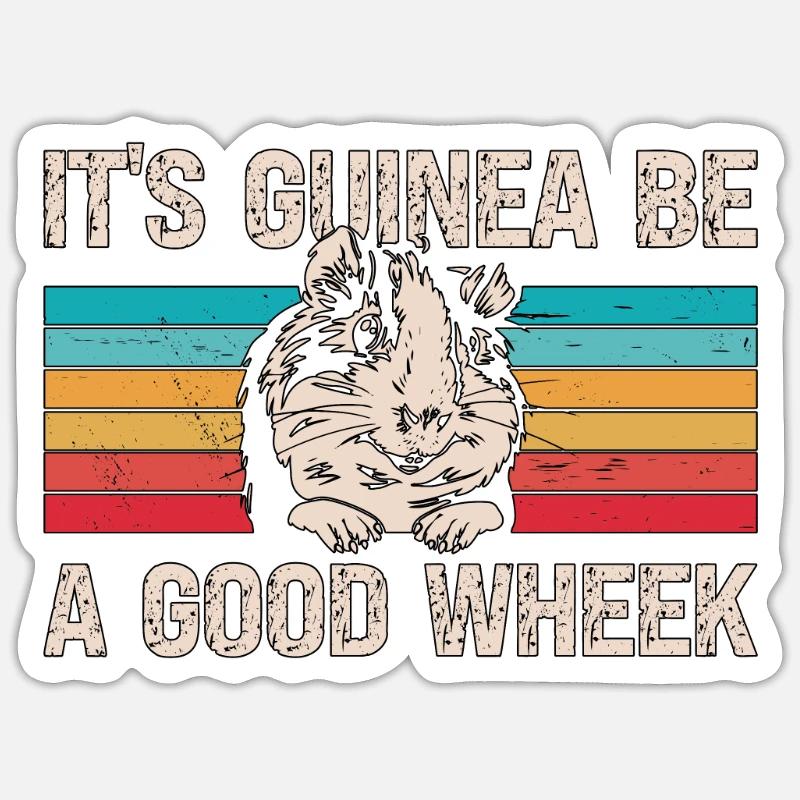 Cochon d’Inde C’est Guinée Be A Good Wheek Retro Cavy - Sticker taille S (10 x 10 cm) - blanc mat