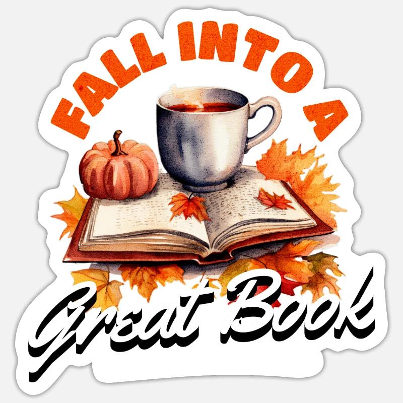 Fall Into A Great Book Sticker size S (10 x 10 cm)