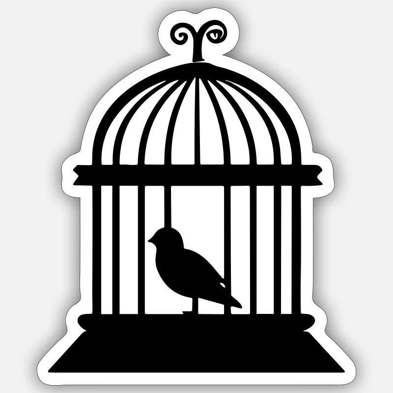 bird cage - Sticker size S (10 x 10 cm) - white matte