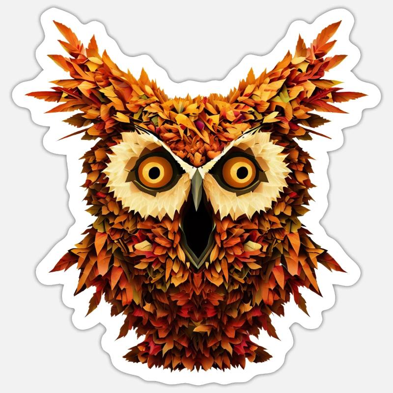 Herbst Eule Gruselige Halloween Eule Sticker Größe S (10 x 10 cm)