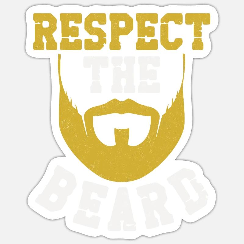 Beard Lover Bearded Man Respect - Sticker Größe S (10 x 10 cm) - Mattweiß