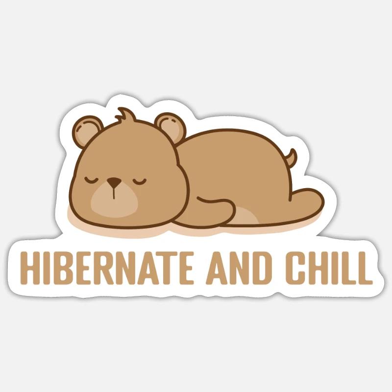 pyjamas hiberner et chill - Sticker taille S (10 x 10 cm) - blanc mat