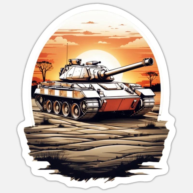 Panzer - Sticker Größe S (10 x 10 cm) - Mattweiß