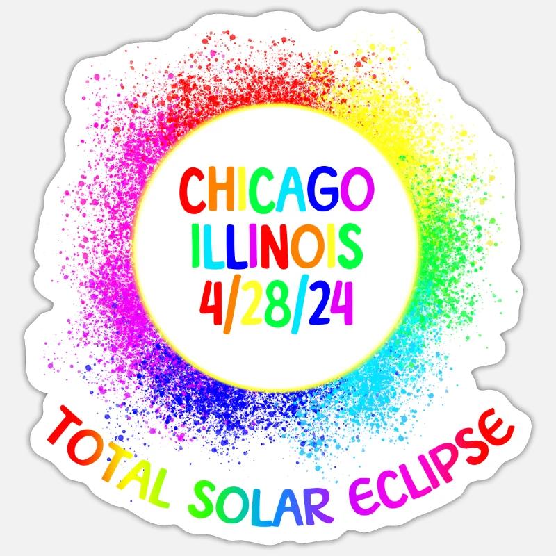 Total Solar Eclipse Chicago Illinois 4/28/24 Kinde Sticker Größe S (10 x 10 cm)