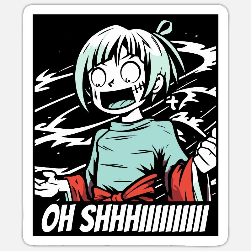 Oh Scheiße, Mädchen, Anime - Sticker Größe S (10 x 10 cm) - Mattweiß