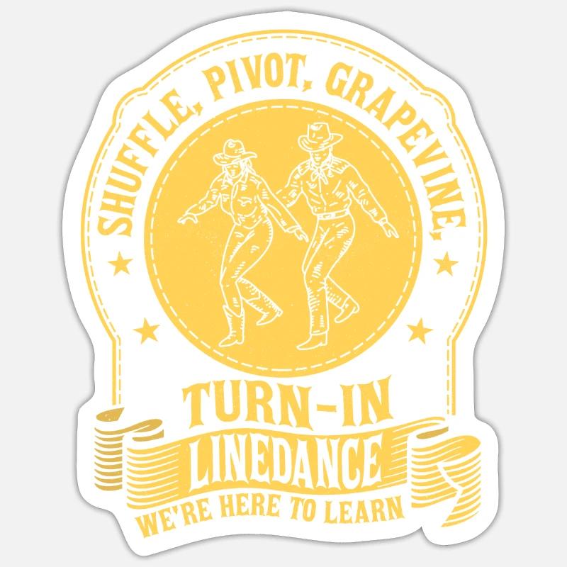 Shuffle, Pivot, Grapevine, Turn In Linedance Weste - Sticker Größe S (10 x 10 cm) - Mattweiß