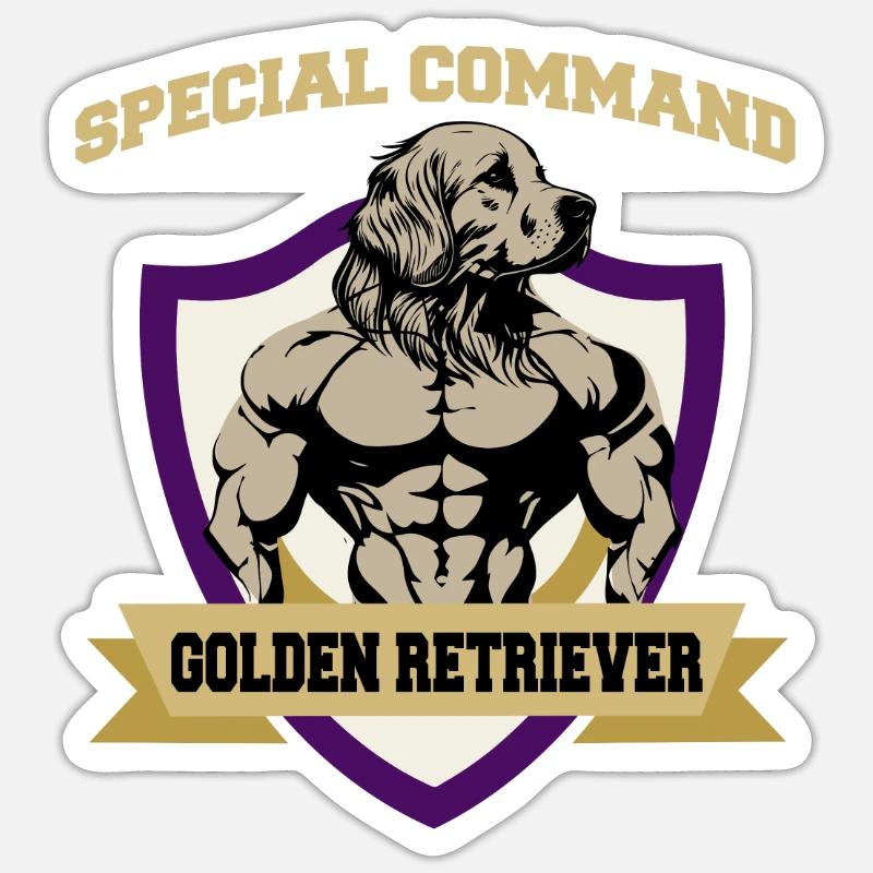 Special Command Golden Retriever - Sticker Größe S (10 x 10 cm) - Mattweiß