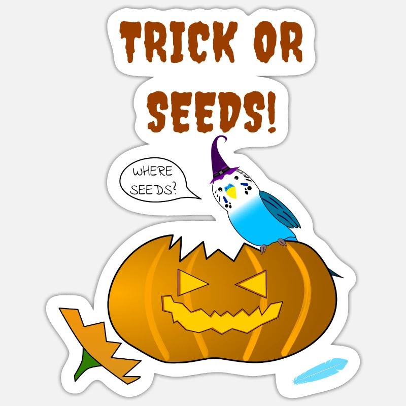 Wellensittich Halloween Trick oder Samen Sittich Vogel Sticker Größe S (10 x 10 cm)