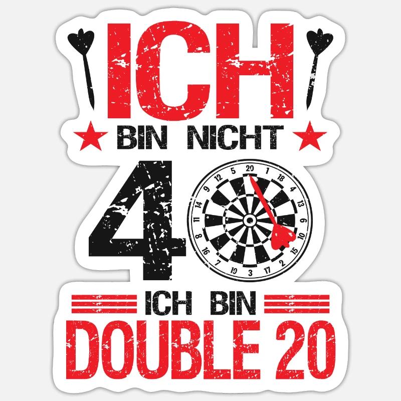 Dart Darts Darter Darten 40.Geburtstag Geschenk - Sticker Größe S (10 x 10 cm) - Mattweiß