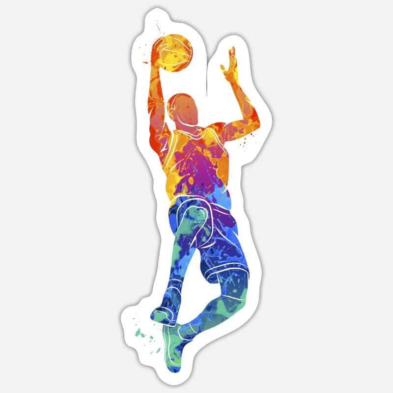 basket-ball basketteur basketteur basketteur - Sticker taille S (10 x 10 cm) - blanc mat
