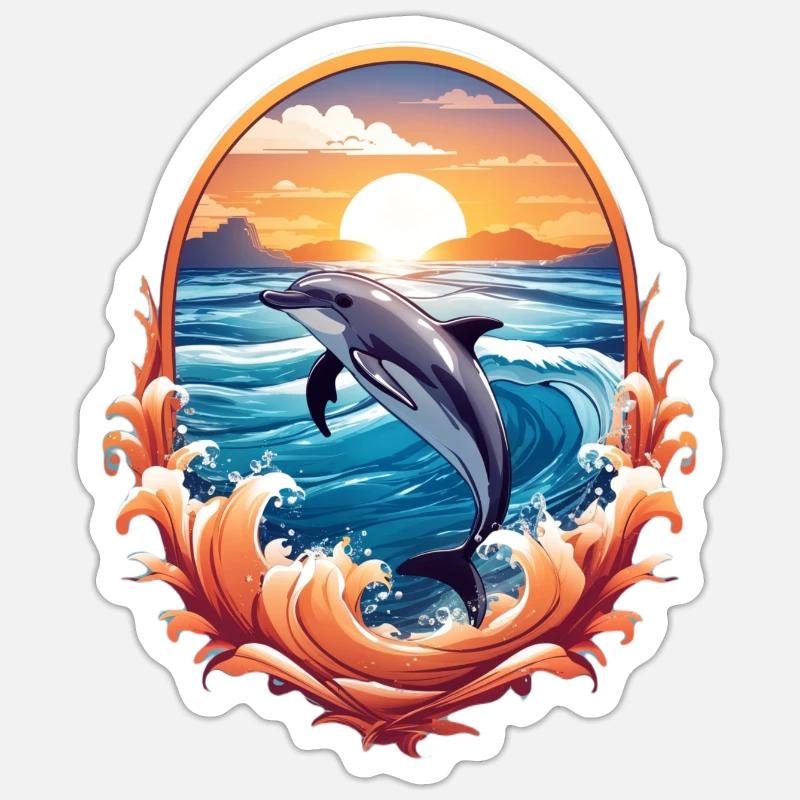 Delfin - Sticker Größe S (10 x 10 cm) - Mattweiß