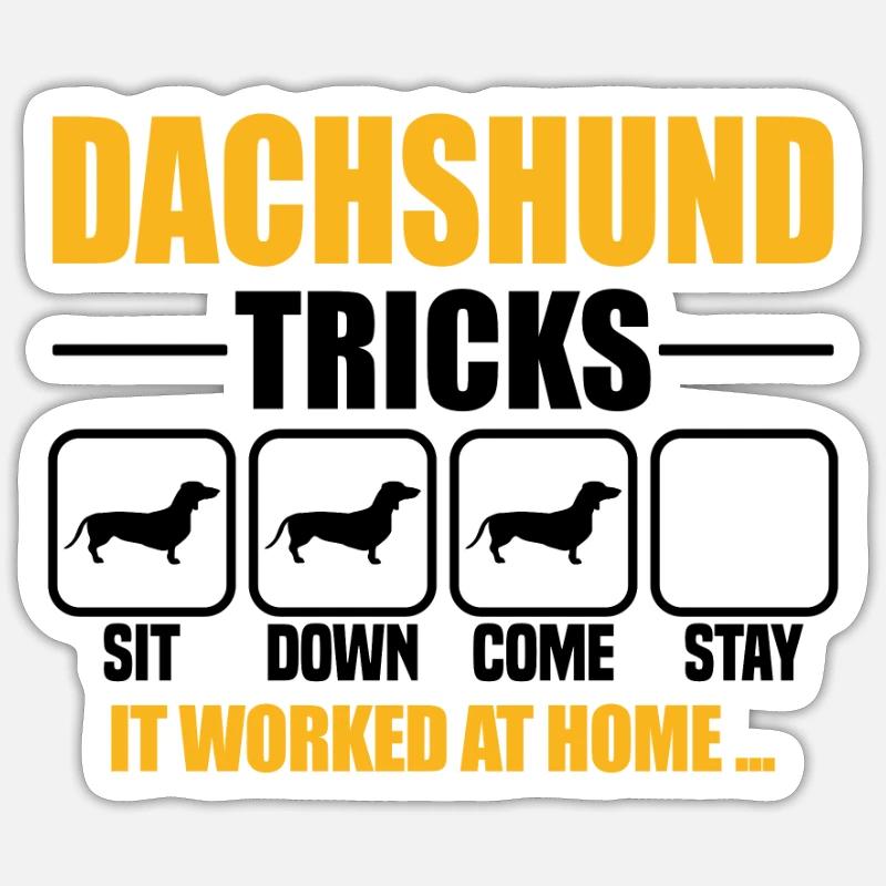 Dachshund Tricks - Sticker Größe S (10 x 10 cm) - Mattweiß