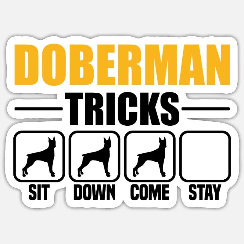 Doberman Tricks Sticker Größe S (10 x 10 cm)