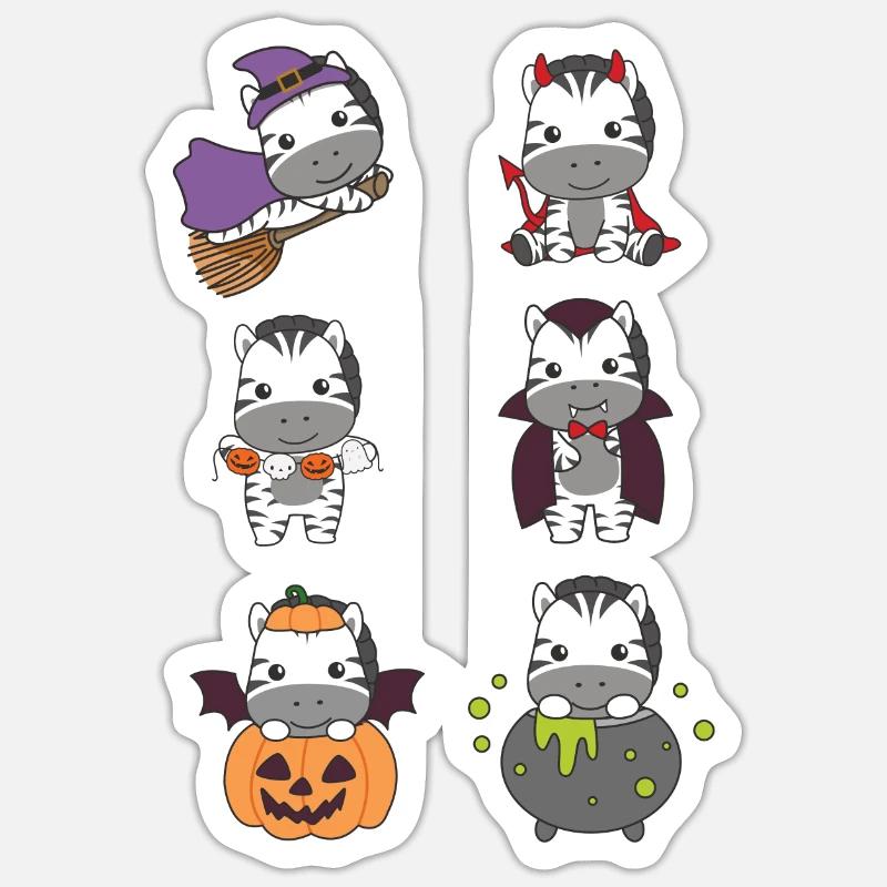 Zebra Halloween Devil Pumpkin Vampire Costume - Sticker size S (10 x 10 cm) - white matte