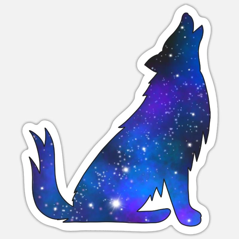 Galaxy Wolf - Sticker Größe S (10 x 10 cm) - Mattweiß