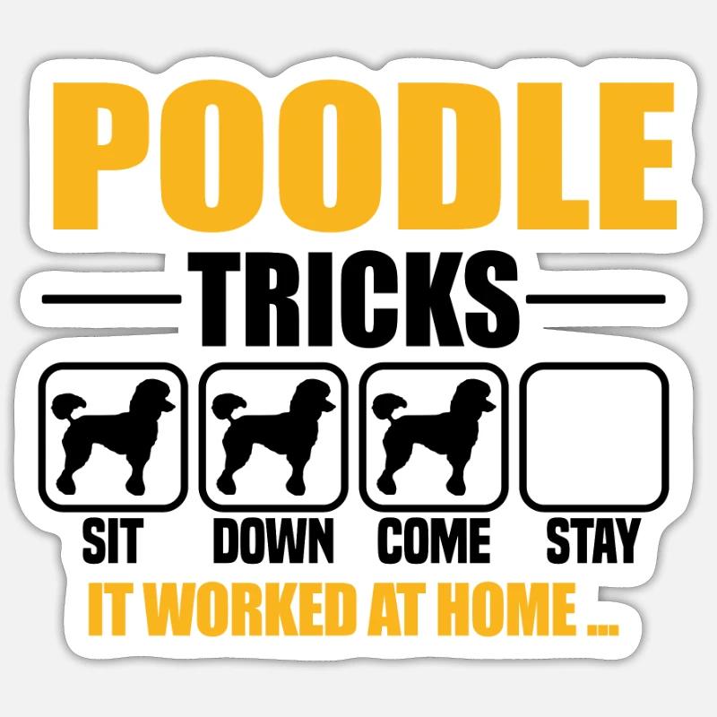 Poodle Tricks - Sticker Größe S (10 x 10 cm) - Mattweiß