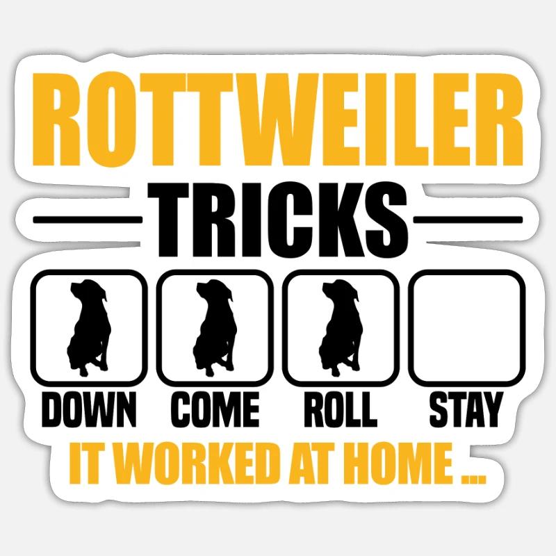 Astuces du Rottweiler - Sticker taille S (10 x 10 cm) - blanc mat