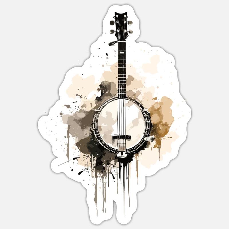 Banjo Authentisches Bluegrass & Sticker Größe S (10 x 10 cm)