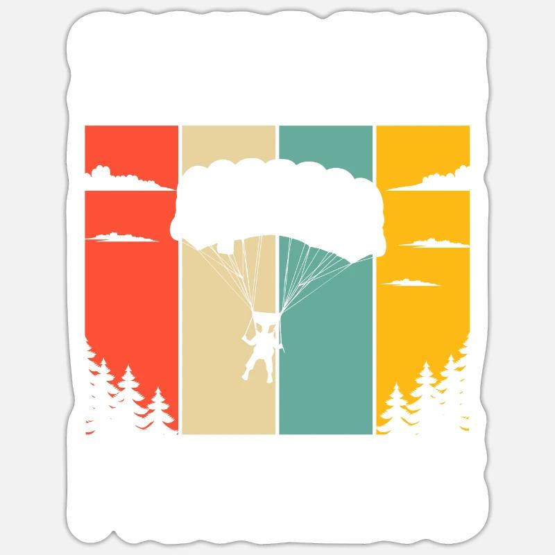 Parachutisme - Sticker taille S (10 x 10 cm) - blanc mat
