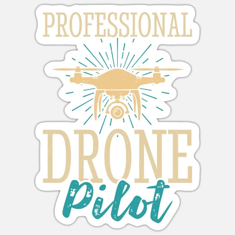 Drone - Sticker taille S (10 x 10 cm) - blanc mat