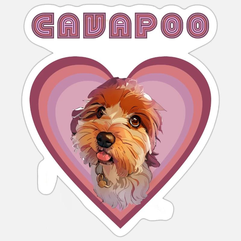 Cavapoo-Herz (Fade retro) Sticker Größe S (10 x 10 cm)
