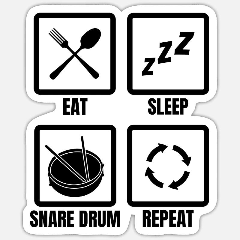 Drum Player Routine - Sticker size S (10 x 10 cm) - white matte