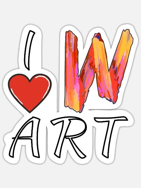 I LOVE ART BUCHSTABE W - Sticker Größe S (10 x 10 cm) - Mattweiß