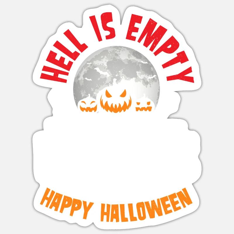 Hell Is Empty Devils Happy Halloween Kostüm - Sticker Größe S (10 x 10 cm) - Mattweiß