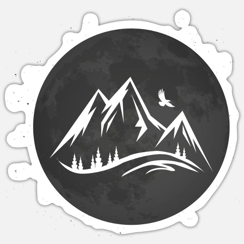 Vollmond - Berg - - Sticker Größe S (10 x 10 cm) - Mattweiß
