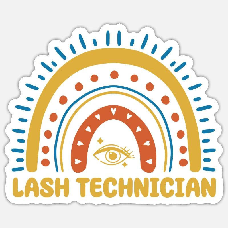 Lash Tech Boho Rainbow - Sticker size S (10 x 10 cm) - white matte