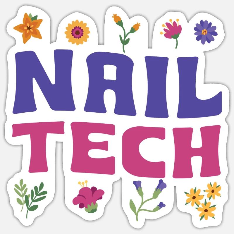 Nageltechnikerin Blumen Nagelstudio - Sticker Größe S (10 x 10 cm) - Mattweiß