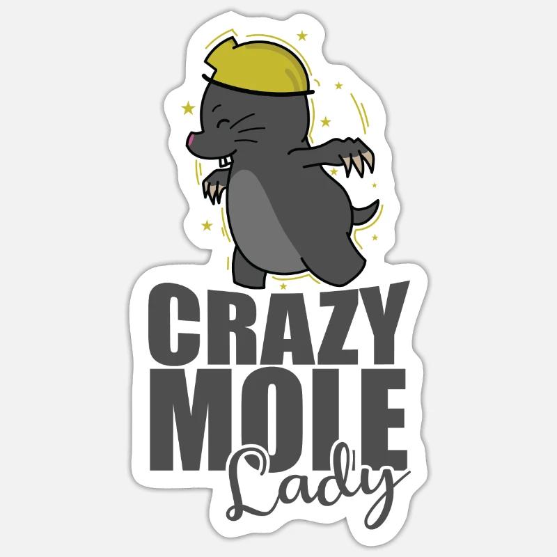 Crazy Mole Lady Animal Earthen Mound Sticker size S (10 x 10 cm)