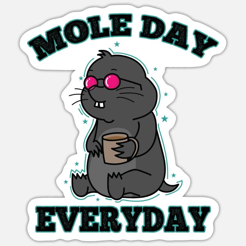 Mole Day Everyday Animal Earthen Mound Sticker size S (10 x 10 cm)